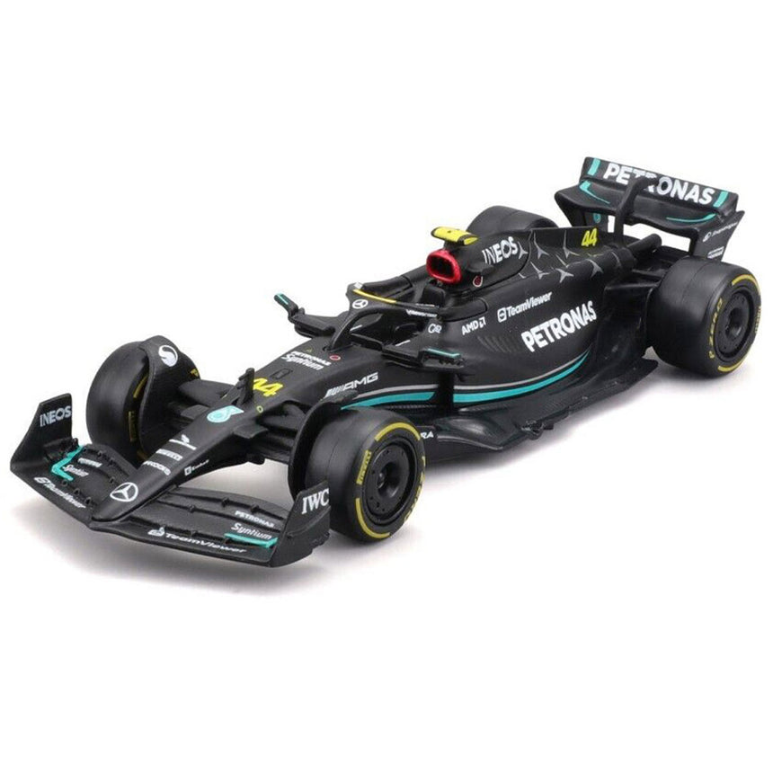 Bburago 1:43 Scale Die‑Cast Mercedes-AMG W14E 2023 F1 Car #44 Lewis Hamilton - Window Box