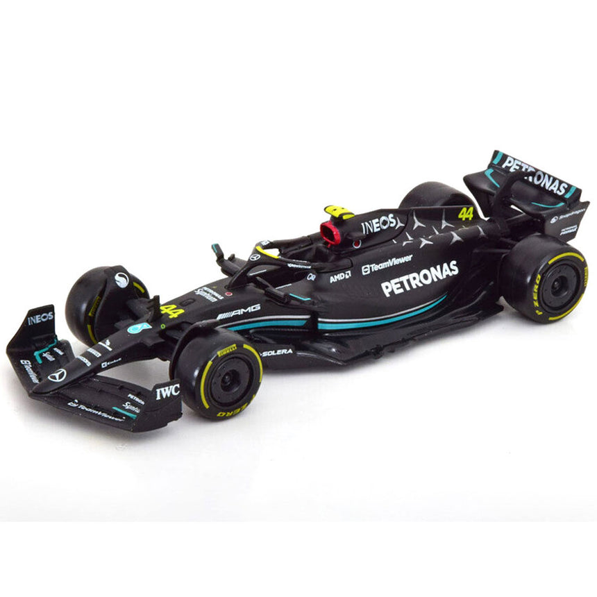 Bburago 1:43 Scale Die‑Cast Mercedes-AMG W14E 2023 F1 Car #44 Lewis Hamilton - Window Box