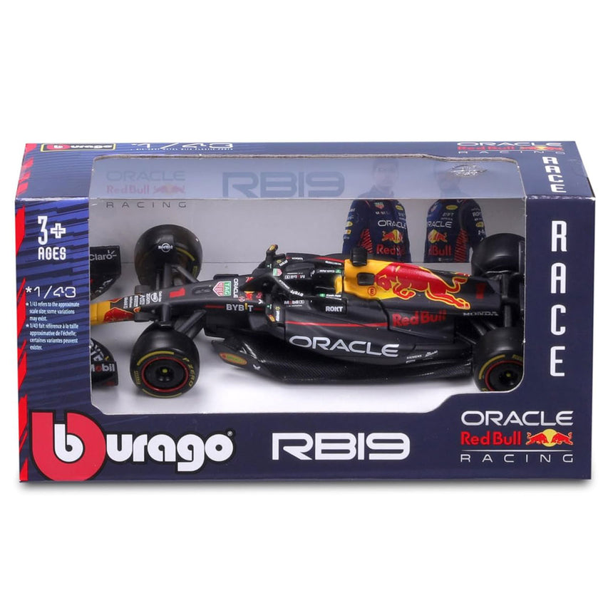 Bburago 1:43 Scale Die‑Cast Red Bull RB19 2023 F1 Car #1 Max Verstappen - Window Box