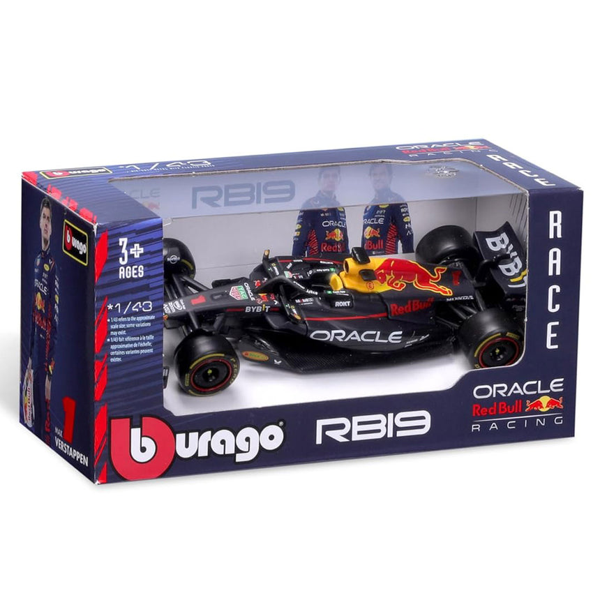 Bburago 1:43 Scale Die‑Cast Red Bull RB19 2023 F1 Car #1 Max Verstappen - Window Box