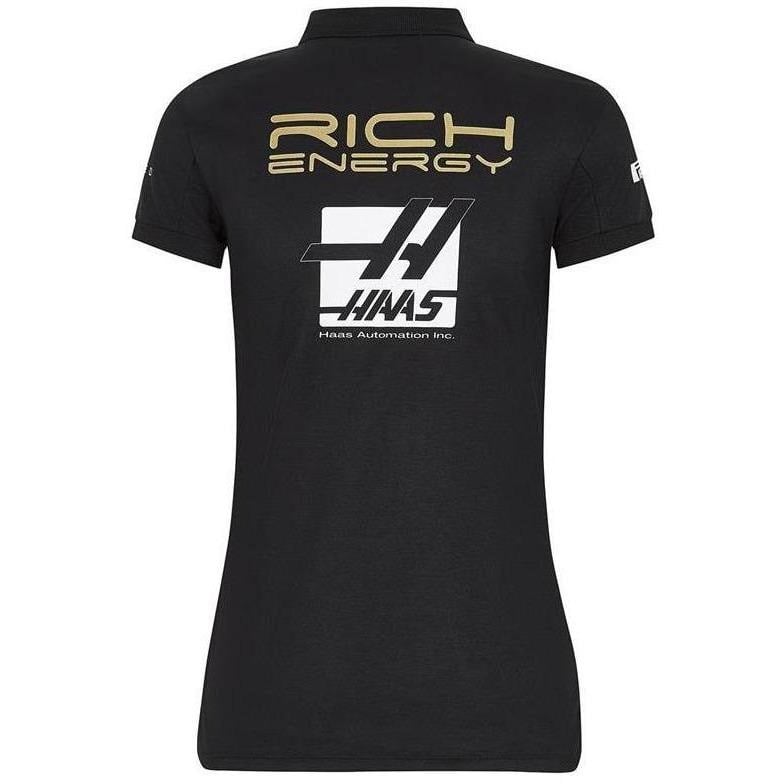 Haas F1 Team Ladies Black Replica Drivers Polo Tee Shirt