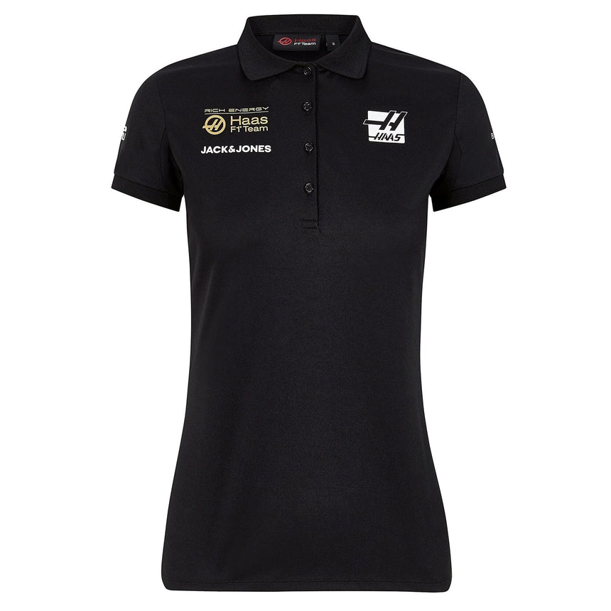 Haas F1 Team Ladies Black Replica Drivers Polo Tee Shirt