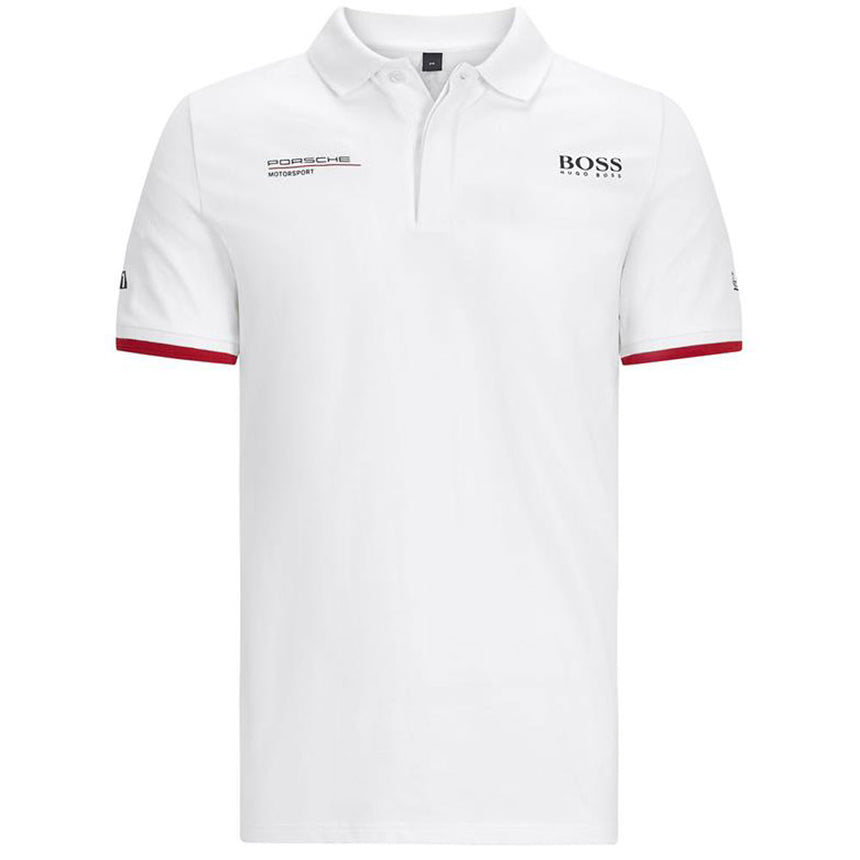 Porsche Motorsport Mens White Team Polo T-Shirt| Boss Hugo Logo