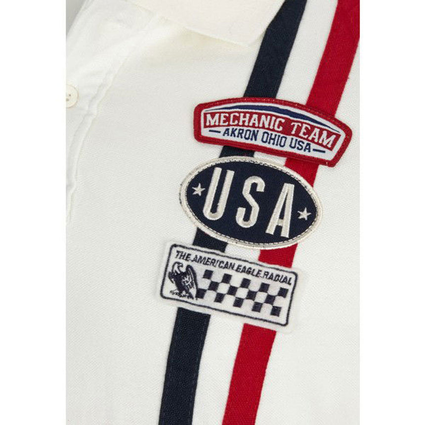 Goodyear Racing White Retro Las Vegas Polo Tee Shirt