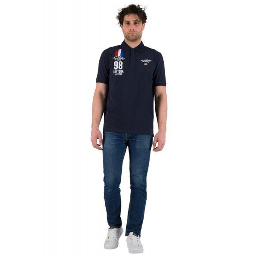 Goodyear Racing Blue Retro Serring Polo Tee Shirt