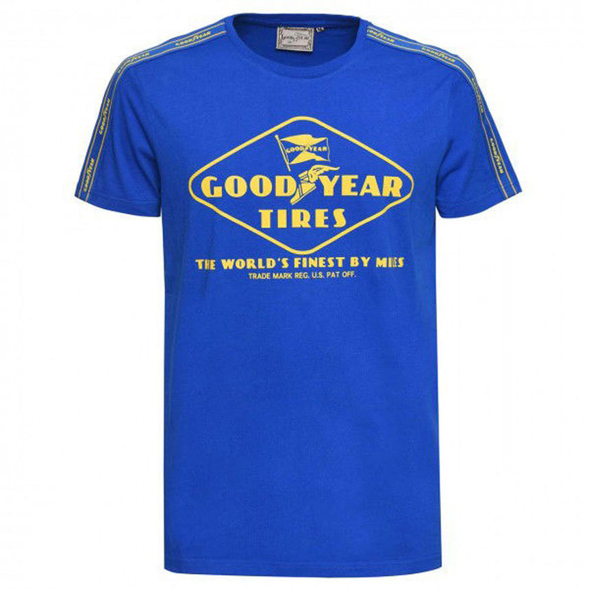 Goodyear Tyres Blue Menlo Park Large Front Print Tee Shirt
