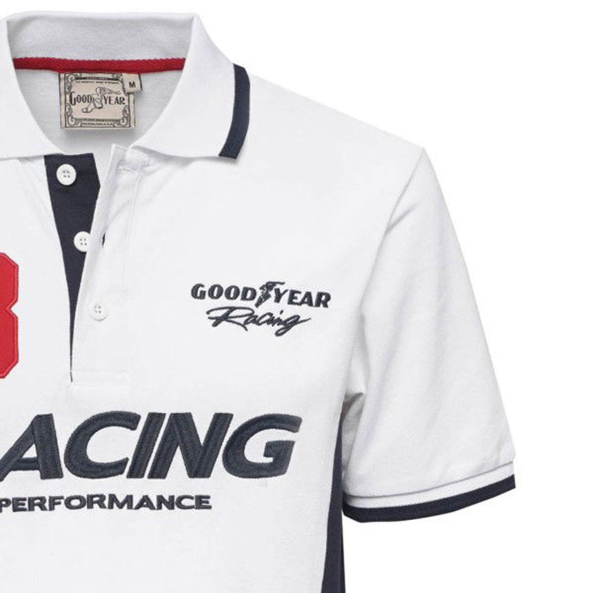 Goodyear Racing White Somerville Retro Polo Tee Shirt