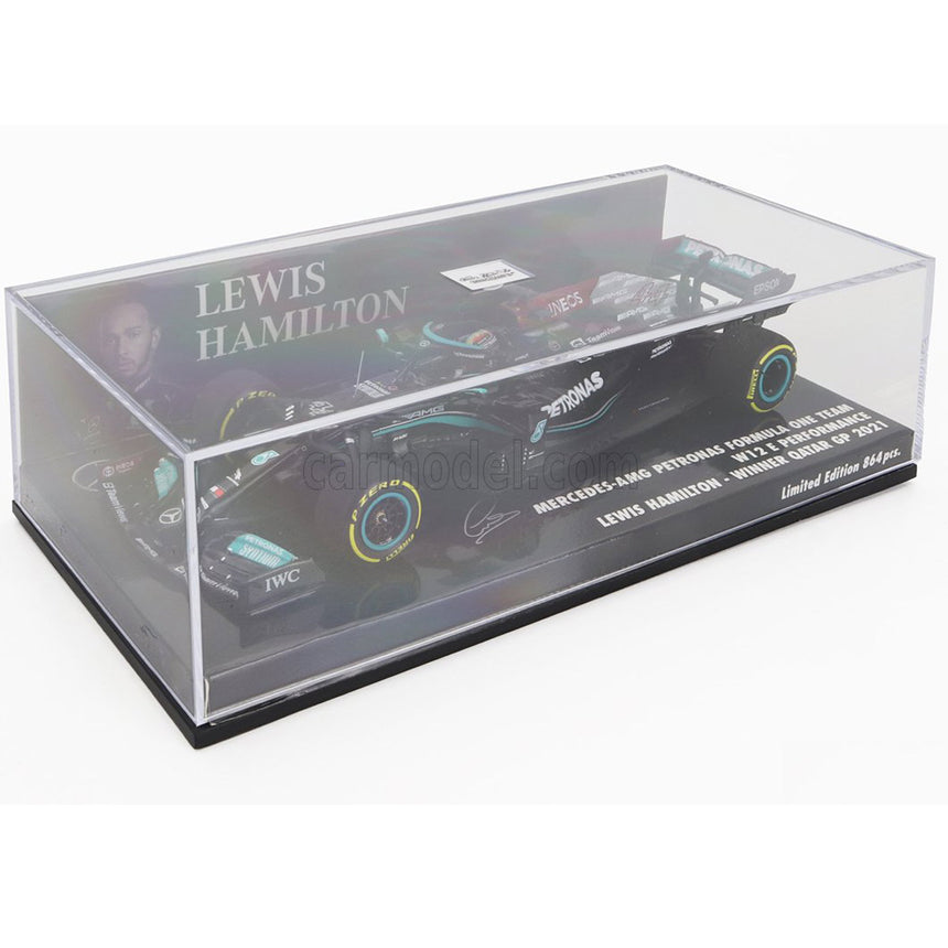 Minichamps 1:43 Mercedes AMG Winner Qatar 2021 GP Lewis Hamilton #44 Model Car