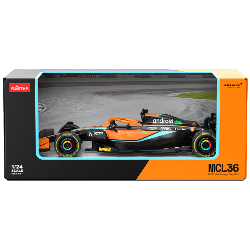Rastar 1:24 Scale McLaren ML36 2022 Emilia Romagna Grand Prix Lando Norris #4 Model