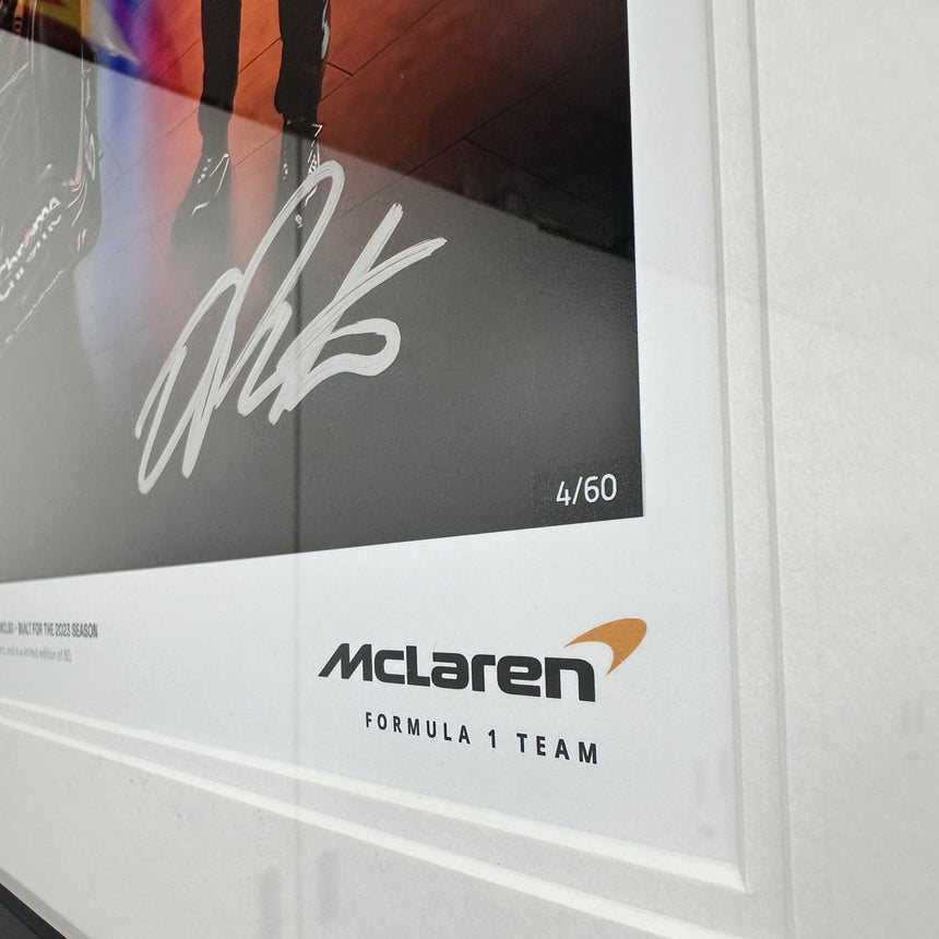 Lando Norris & Oscar Piastri McLaren MCL60 2023 No 4/60 Duel Signed 2023 Print in Display Frame
