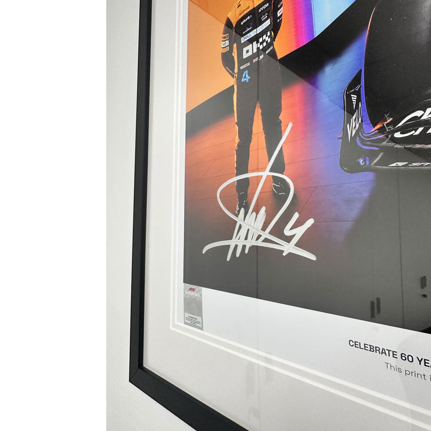 Lando Norris & Oscar Piastri McLaren MCL60 2023 No 4/60 Duel Signed 2023 Print in Display Frame