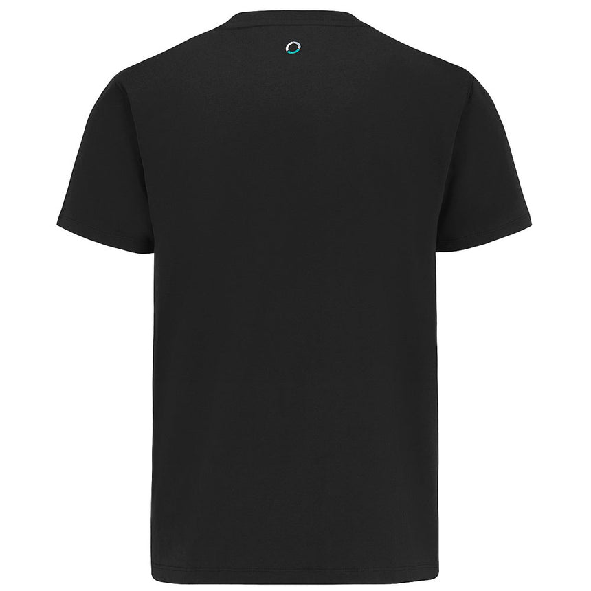 Mercedes AMG Petronas F1 Team Black Large Front Logo Fanwear Tee Shirt