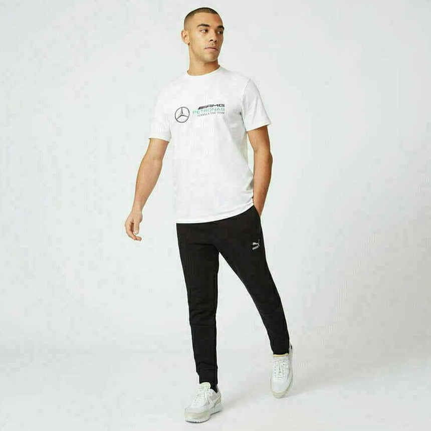 Mercedes AMG Petronas F1 Team White Large Front Logo Fanwear Tee Shirt