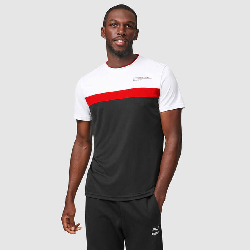 Porsche Motorsport Black/Red/White Fanwear Colour Block Tee Shirt