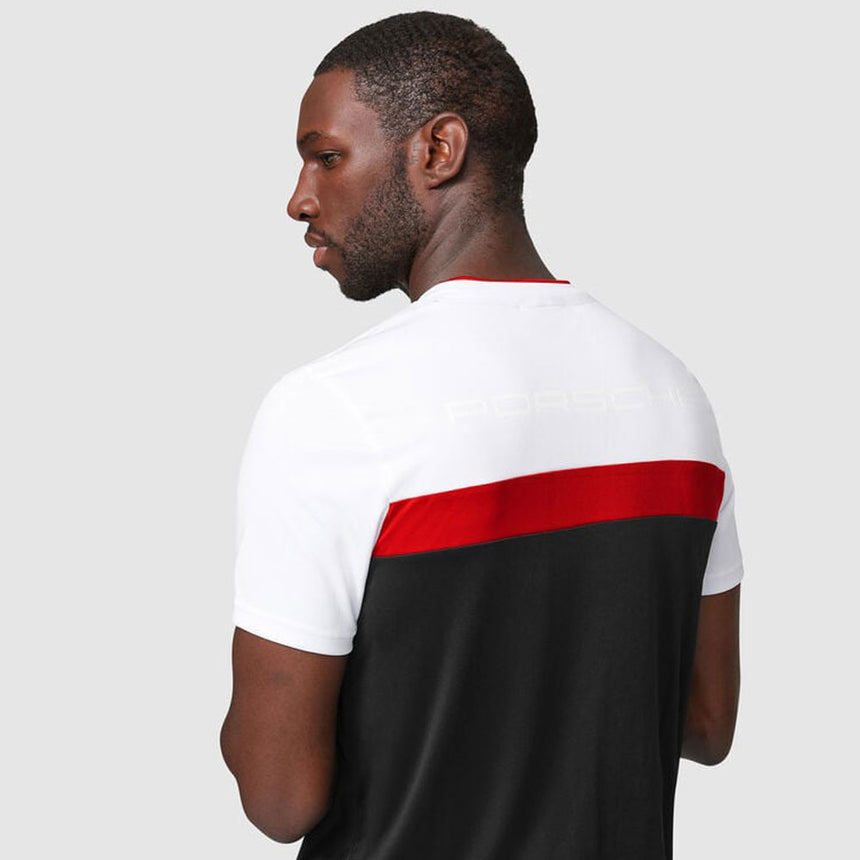 Porsche Motorsport Black/Red/White Fanwear Colour Block Tee Shirt