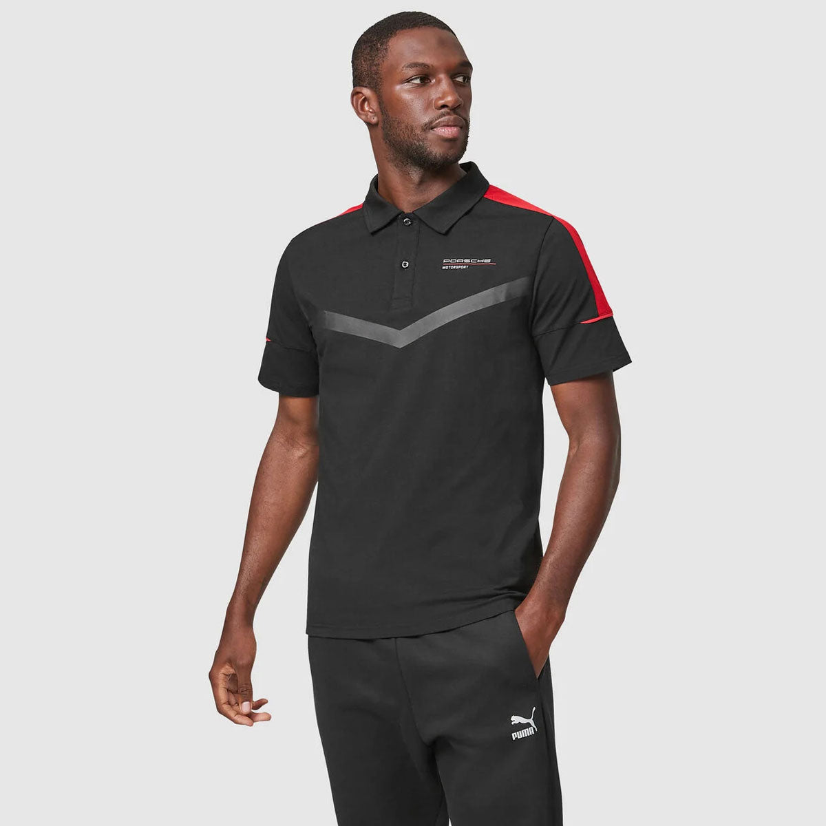 Porsche Motorsport Black Logo Polo Tee Shirt