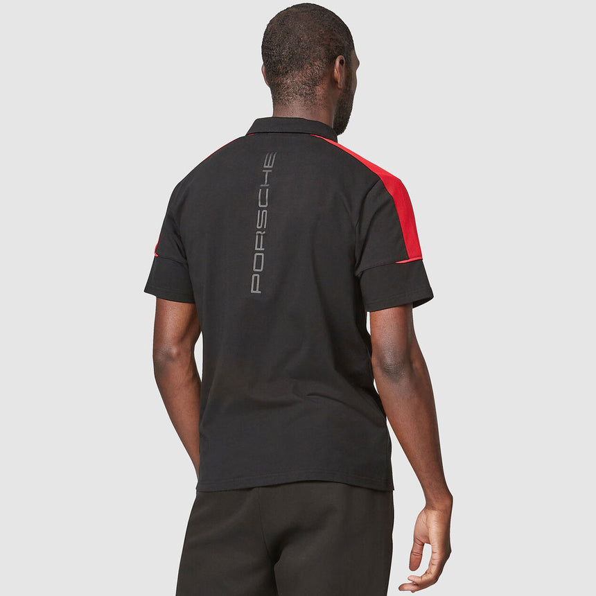 Porsche Motorsport Black Logo Polo Tee Shirt