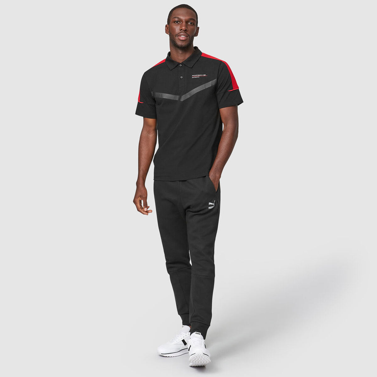 Porsche Motorsport Black Logo Polo Tee Shirt