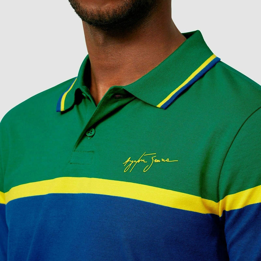 Aytron Senna Fan Wear Mens Stripe Polo Navy