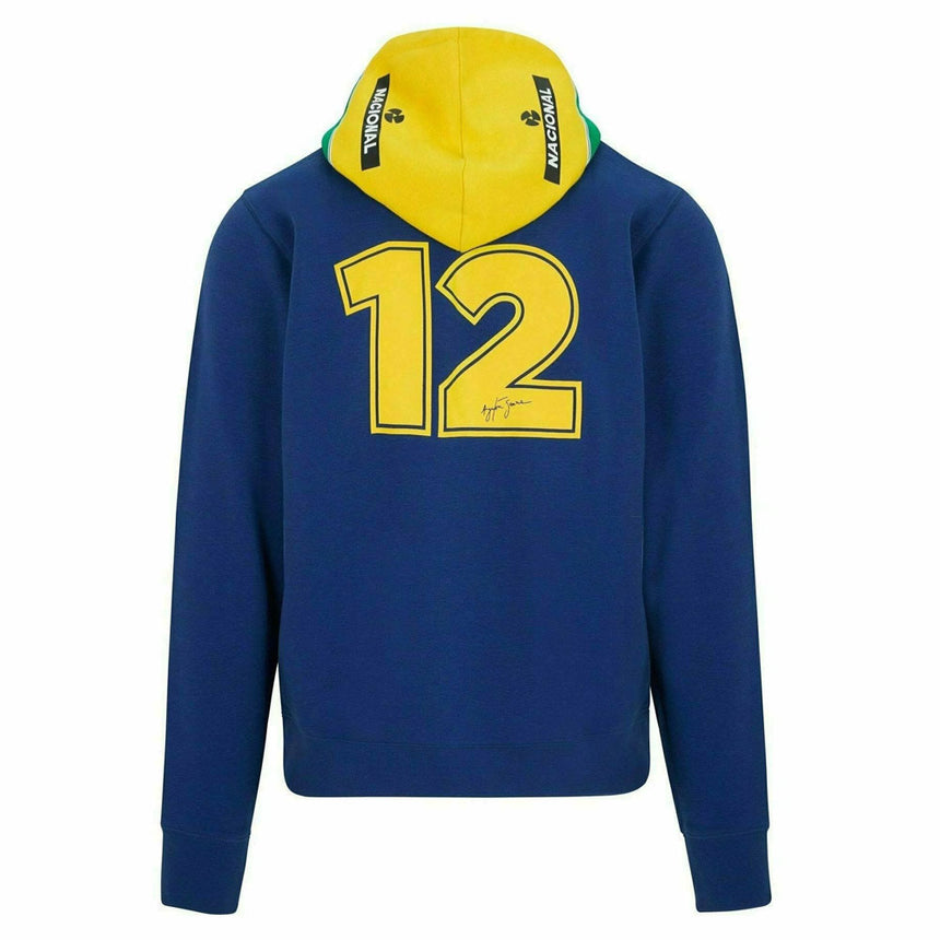 Ayrton Senna Helmet Inspired Official Navy Blue Stripe Hoodie