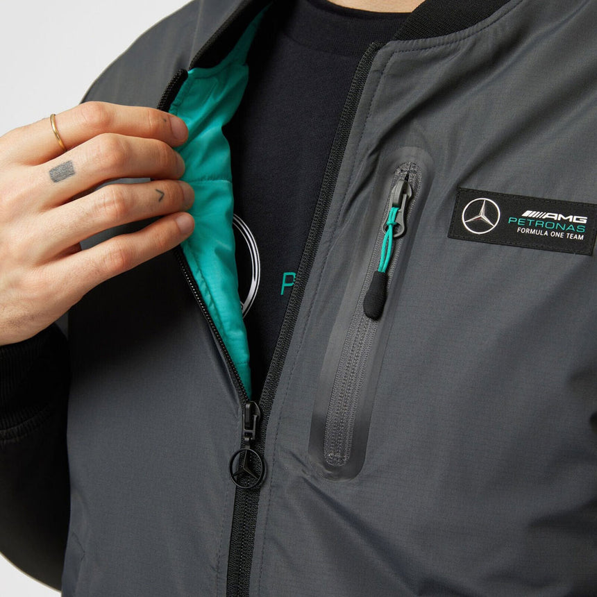 Mercedes AMG Petronas F1 Team Fan Wear Bomber Jacket Grey/Black