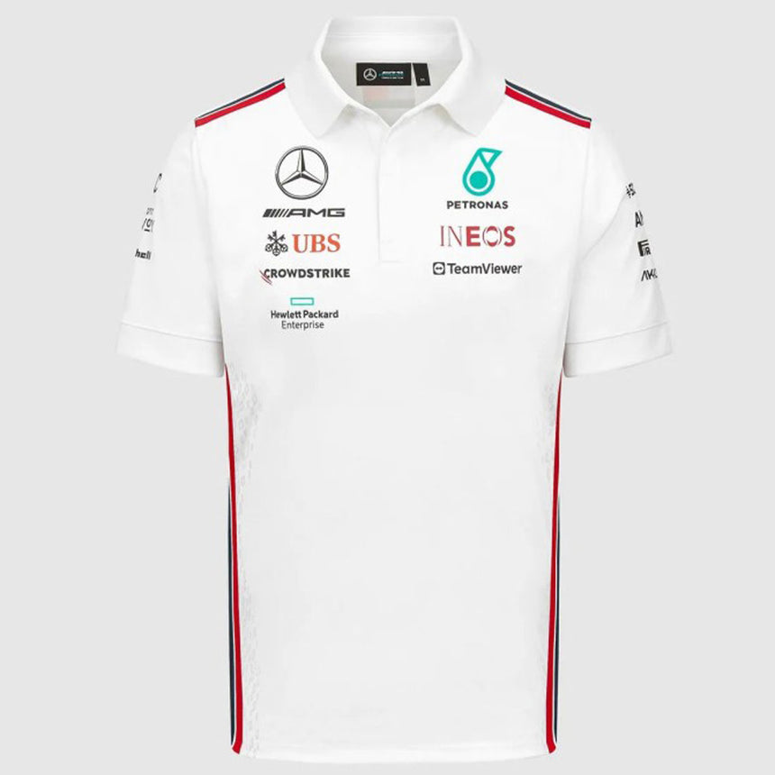 Mercedes AMG Petronas F1 Team 2023 White Driver Polo T-Shirt