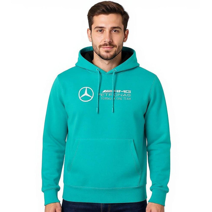 Mercedes AMG Petronas F1 Team Mens Logo Hoodie | Teal