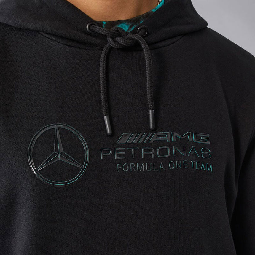 Mercedes AMG Petronas F1 Team Mens Stealth Logo Hoodie | Black