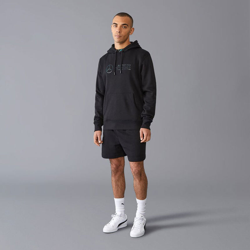Mercedes AMG Petronas F1 Team Mens Stealth Logo Hoodie | Black