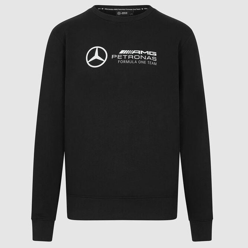Mercedes AMG Petronas F1 Team Black Crew Neck Front Logo Sweatshirt