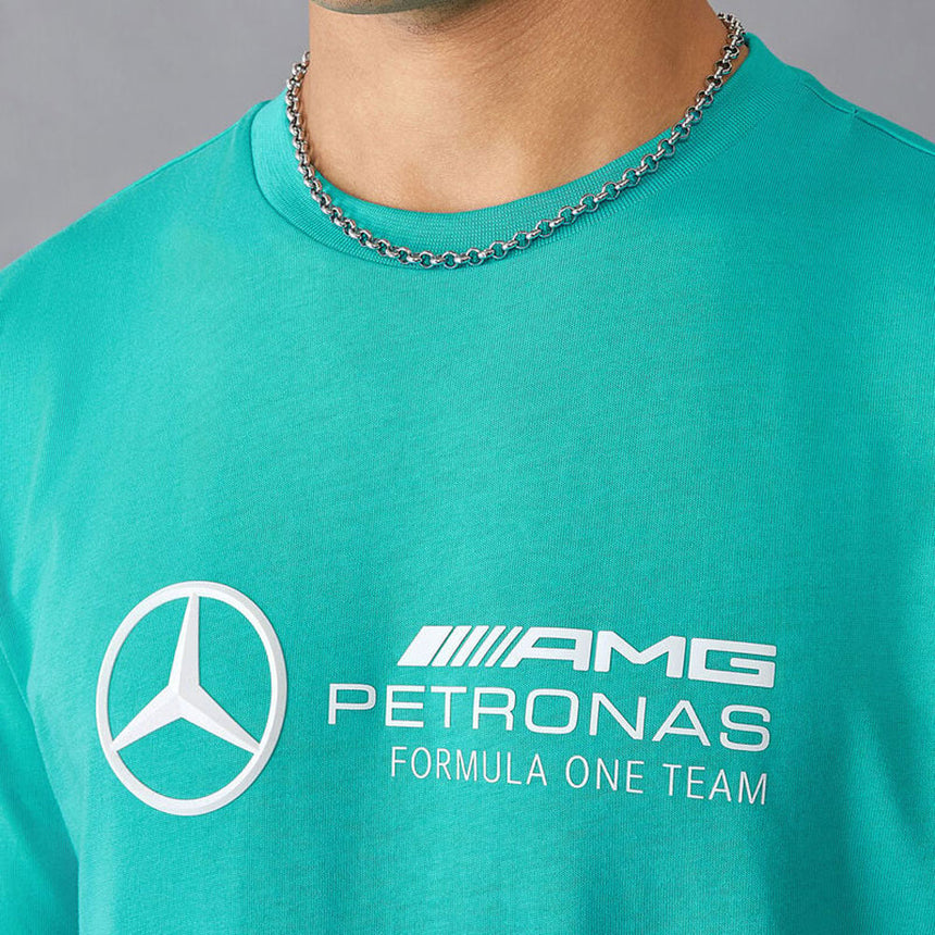 Mercedes AMG Petronas F1 Team FW Mens Large Logo Tee Teal