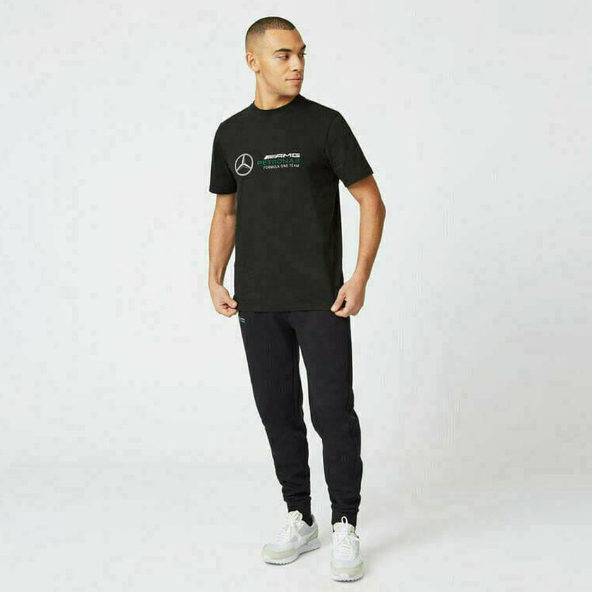 Mercedes AMG Petronas F1 Team Black Fanwear Stealth Logo Tee Shirt