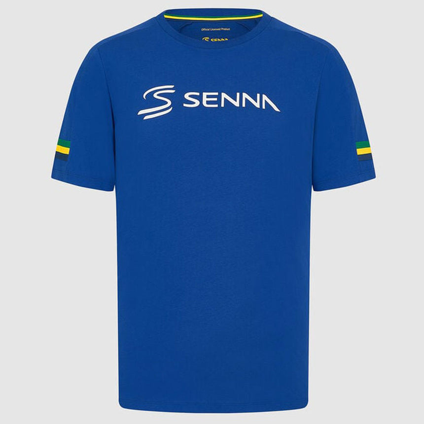Ayrton Senna Royal Blue Front Logo Fanwear Tee Shirt