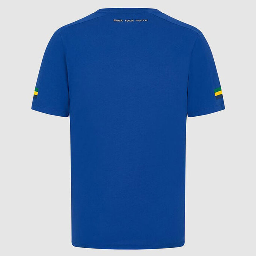 Ayrton Senna Royal Blue Front Logo Fanwear Tee Shirt