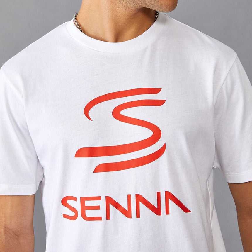 Aytron Senna Bright White Fanwear Double S Senna Logo Tee Shirt