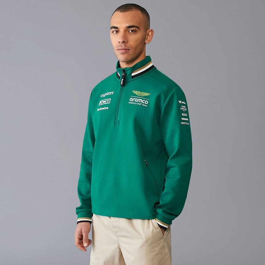 Aston Martin F1 Team Green 1/4 Zip Drivers Sweater