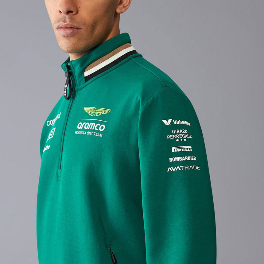 Aston Martin F1 Team Green 1/4 Zip Drivers Sweater