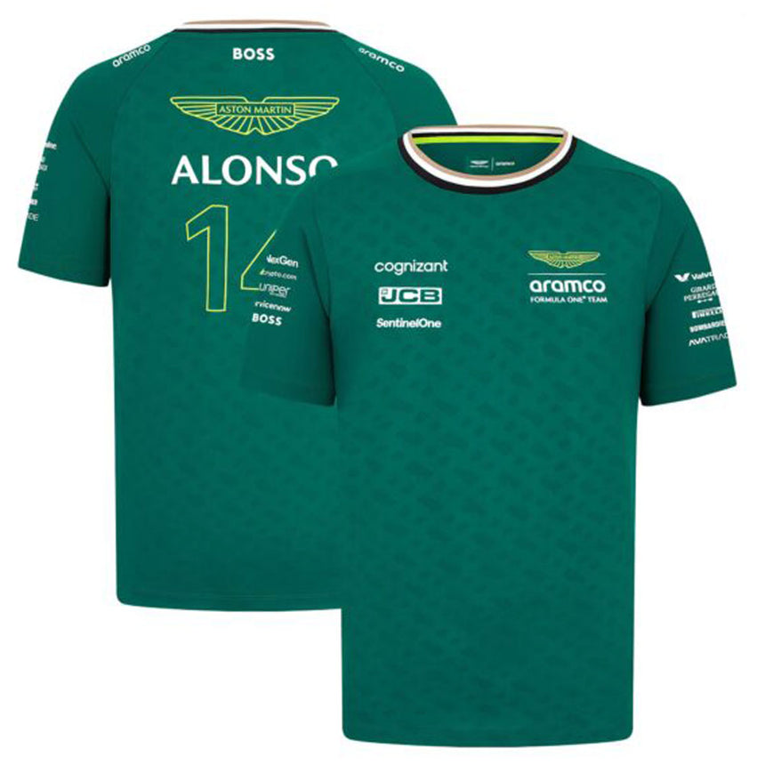 Aston Martin F1 Team Kids Green Fernando Alonso #14 Drivers Tee Shirt