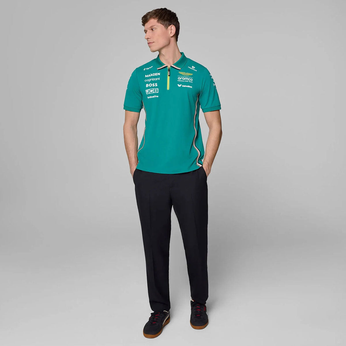 Aston Martin F1 2025 Men’s Green Team Polo Shirt – Official Licensed Gear