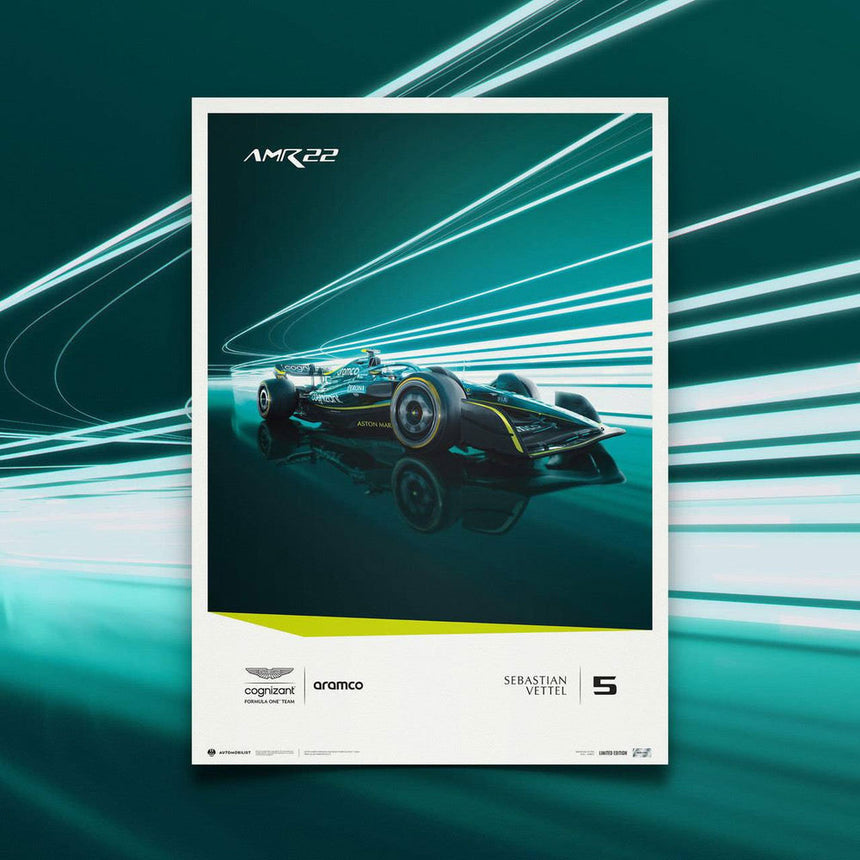 Automobilist Aston Martin Aramco F1 Team Sebastian Vettel 2022 Print Poster