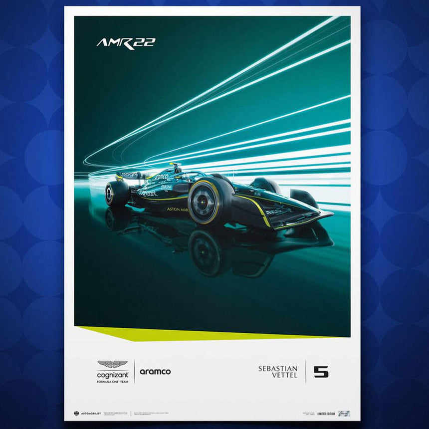 Automobilist Aston Martin Aramco F1 Team Sebastian Vettel 2022 Print Poster