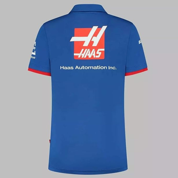 Haas F1 Team Ladies Blue Replica Drivers Zip Polo Tee Shirt