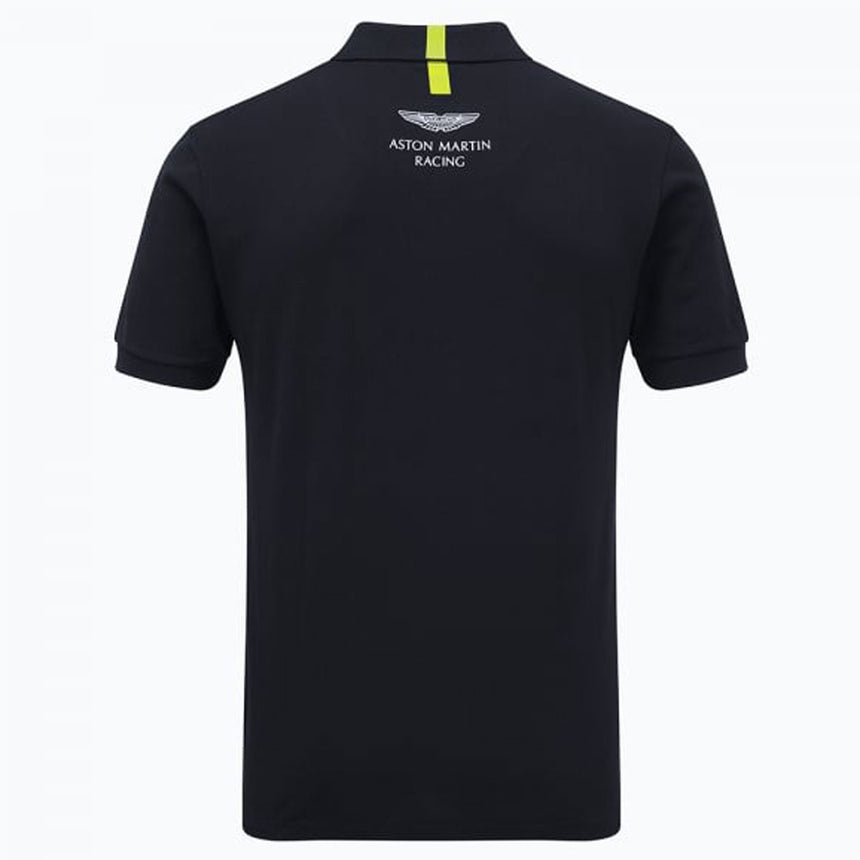 Aston Martin Racing Official Black Chest Logo Team Travel Polo Shirt