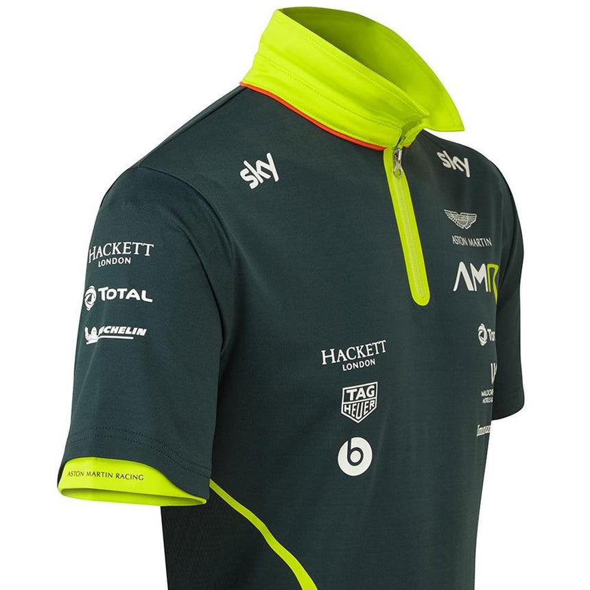 Aston Martin AMR Official Team Poloshirt | Sterling Green with Quarter Zip