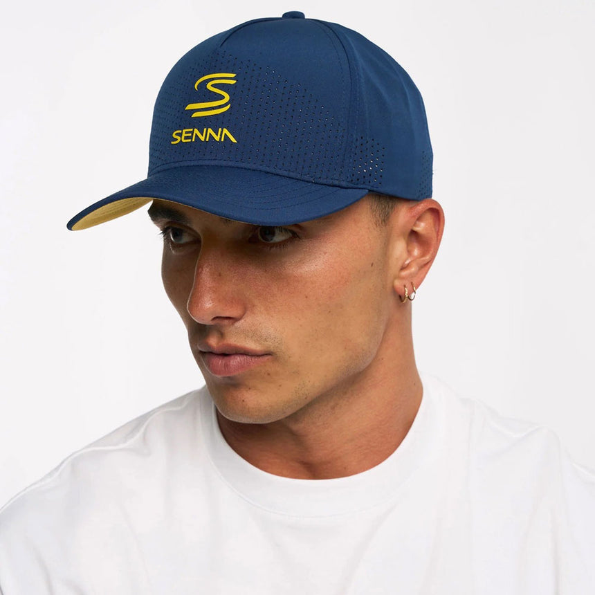 Ayrton Senna Navy Blue Double SS Logo Adjustable Size Leisure Cap