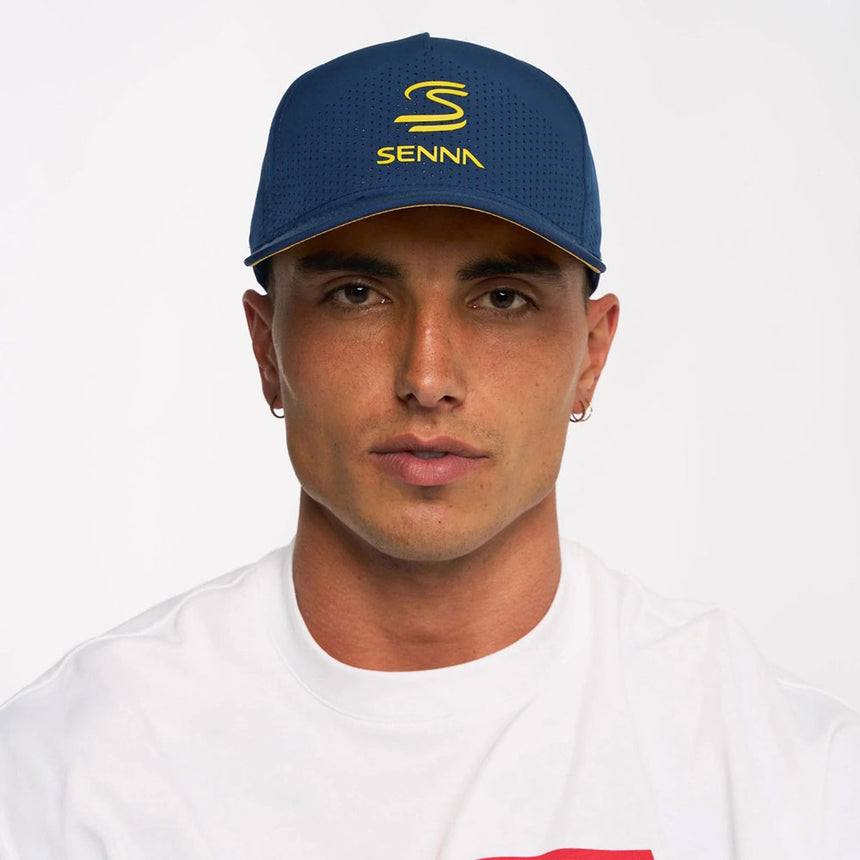 Ayrton Senna Navy Blue Double SS Logo Adjustable Size Leisure Cap