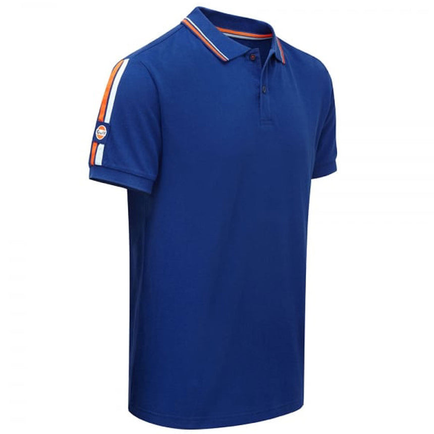 Gulf Racing Blue Team Polo with Iconic Racing Stripes & Gulf Logo