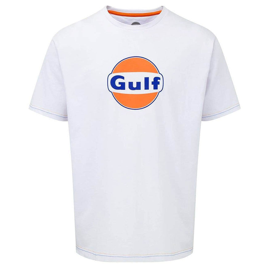 Gulf Racing Official White Teamwear T-Shirt - Large Printed Gulf Logo