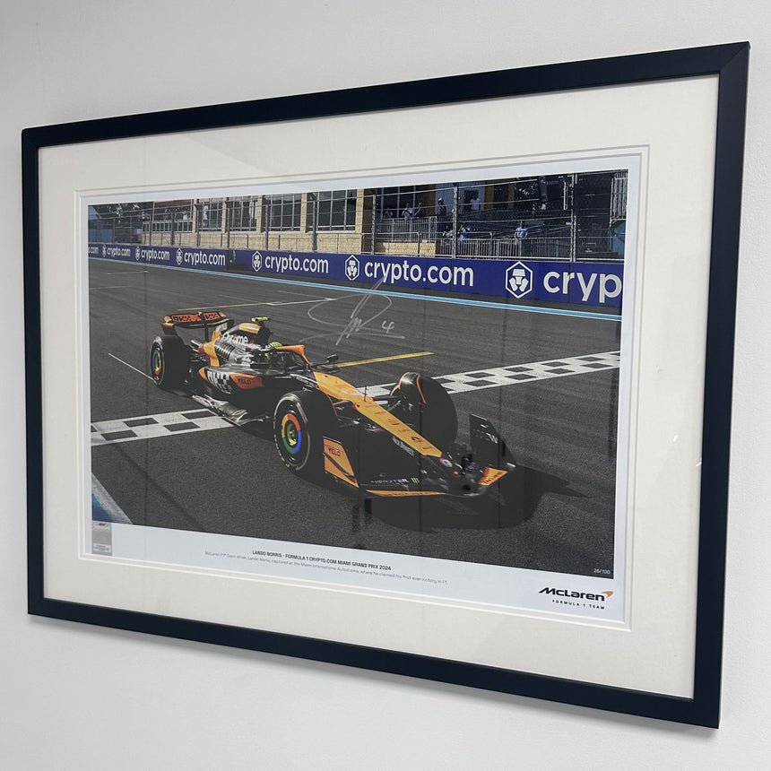 Lando Norris Formula 1 Crypto Miami Grand Prix 2024 No 26/100 Signed Print in Display Frame