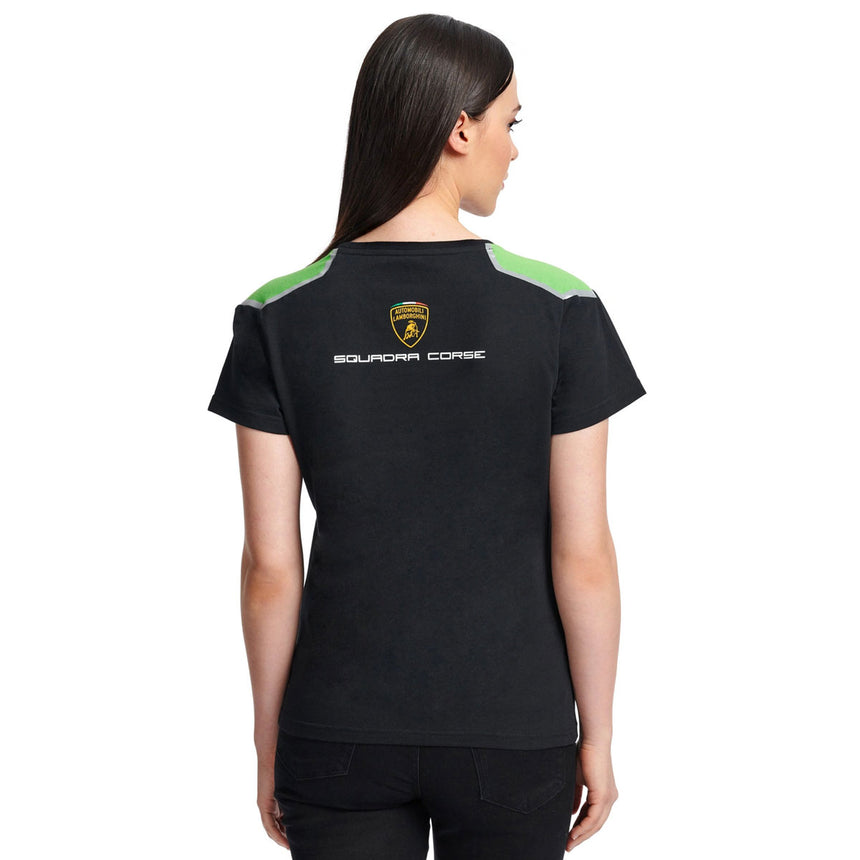 Automobili Lamborghini Squadra Corse Official Ladies Black/Green Team T-Shirt